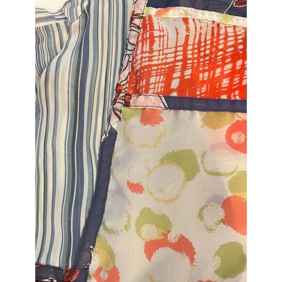 Anthropologie One September Floral Stripe Blouse Blue Multi Tie Back Top Small - Picture 4 of 5